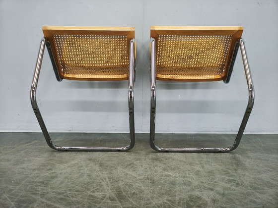 Image 1 of Ein Paar italienische Cesca-Freischwingerstühle nach Marcel Breuer, 1970er Jahre