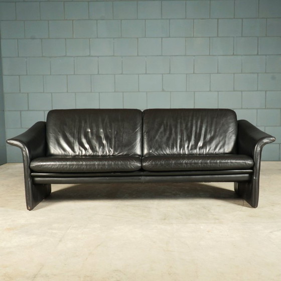 Canapé vintage en cuir noir – années 1970 – Canapés 3 places, Leather (photo 8 of 12)