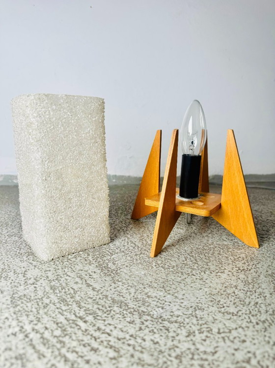 Rocket Desk Lamps in Wood & Glass Crystal by Pokrok Žilina, Poland, 1970s – Table lamps, Plastic (photo 5 of 6)