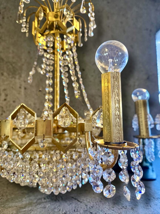 Zeer bijzondere vintage kristallen kroonluchter – Gold, Crystal (photo 4 of 6)
