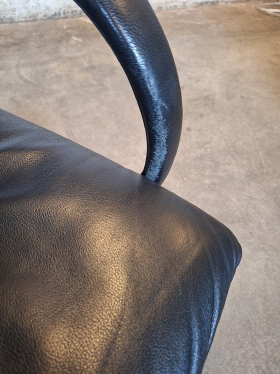 Image 1 of Sedia da ufficio Vitra in pelle nera con base cromata (vintage)