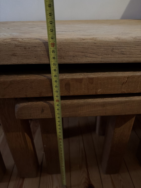 Image 1 of Ensemble robuste de 3 tables d'appoint en chêne