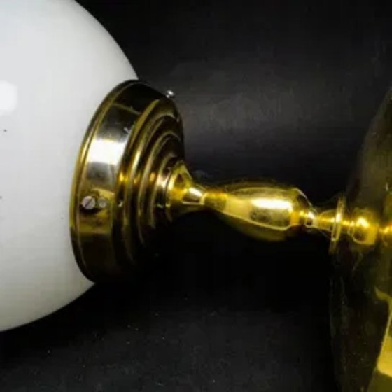Postmodern Pending Lamp, Poland, 1970s, Lighting, Glass, Metal, Gold (photo 6 of 9)