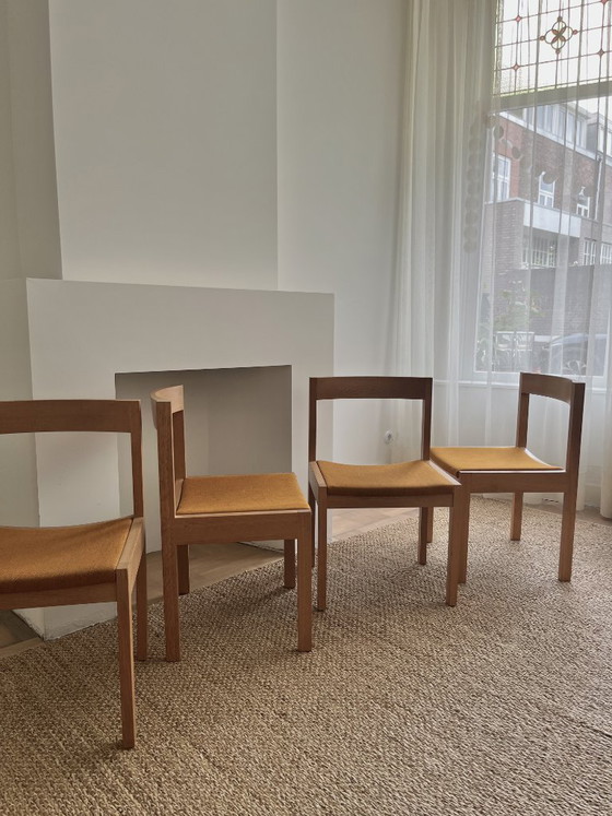 Image 1 of Set di 4 sedie da pranzo in rovere, di Gerard Geytenbeek per AZS, anni '60, firmate.