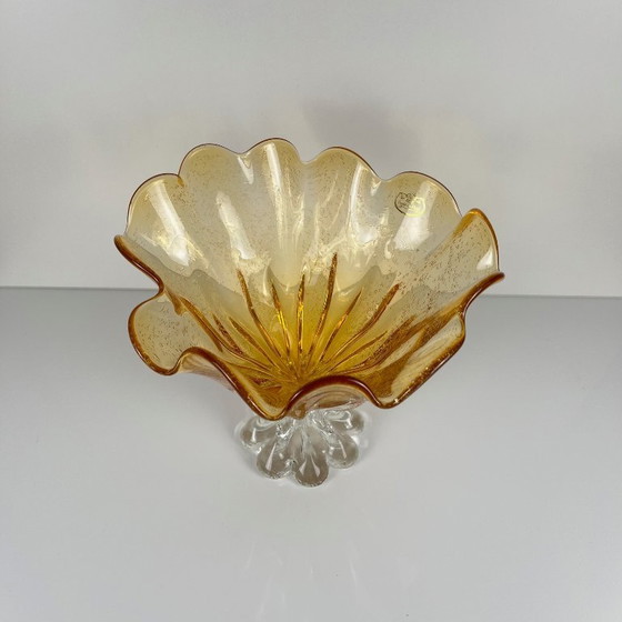 Image 1 of Murano-stijl amberkleurige glazen schaal, 1970