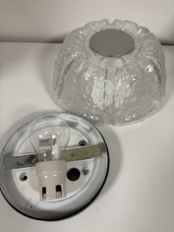 Image 1 of Vintage ice glass ceiling lamp by Glashütte Limburg, designed by Helena Tynell in the 1960s or 70s