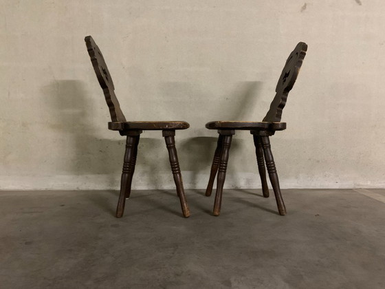 Rough Brutalist set of two chairs. – Dining chairs, Wood (photo 3 of 8)