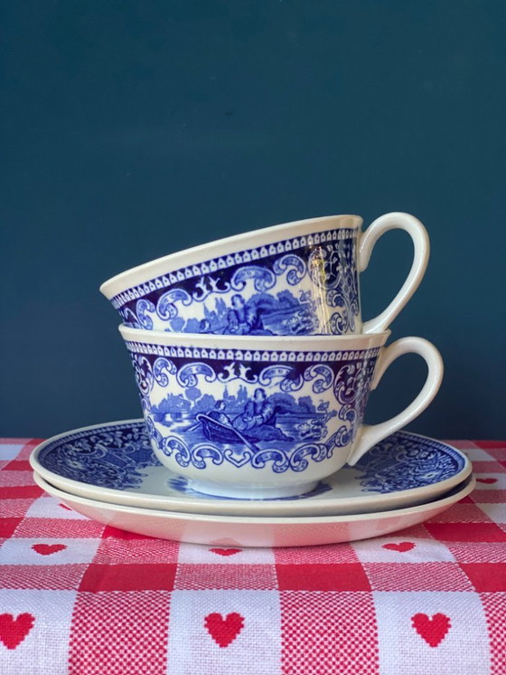 Image 1 of Petrus Regout Maastricht Castillo set of 2 vintage cups and saucers
