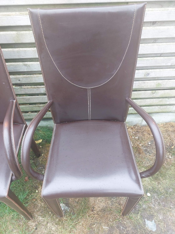 3 Arper Acasia Design Stoelen Zadelleer Italië – Eetkamerstoelen, Leather (photo 4 of 6)