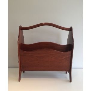 Vintage magazine holder in teak Scandinavian 1970s 