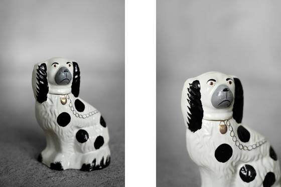 Image 1 of Vintage Staffordshire Ceramic Spaniel Mantle Dog Fireplace Figurine, England, 1950s