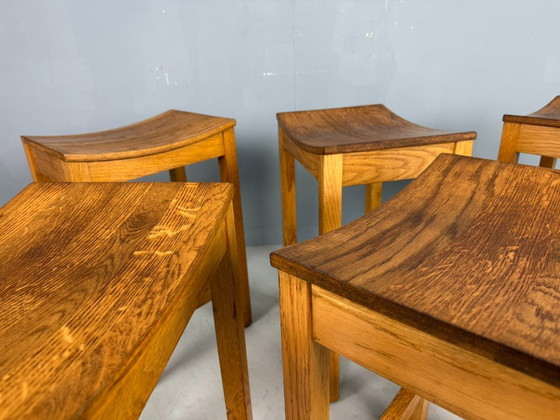 Image 1 of Set of 2 Japandi oak stools by Jonas Lindvall for David Design 1990s