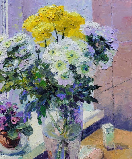 Image 1 of Flowers in a Vase on the Windowsill
