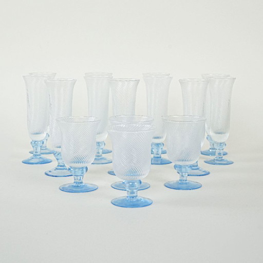 Set di bicchieri in vetro, design italiano, anni '70, produzione: Italia