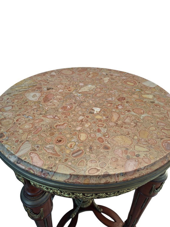 Image 1 of Neoclassical Guéridon in Mahogany and Red Marble, Late 19th Century