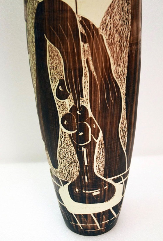 Image 1 of Large Ceramic Vase with Engraved Decoration from Faenza, 1970s