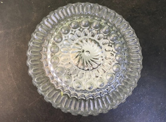 Image 1 of Vintage Glazen Plafonnière / Plafondlamp - Massive