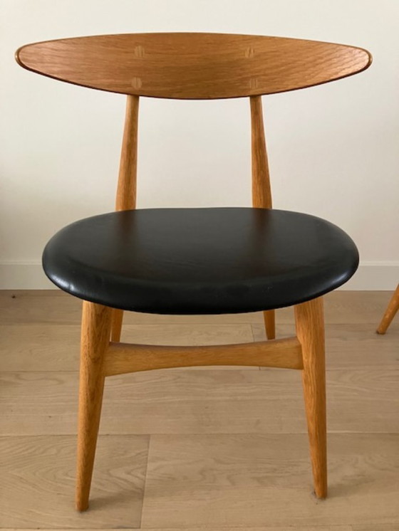 Image 1 of 2xCarl Hanssen& son CH33T eiken met zwart leder