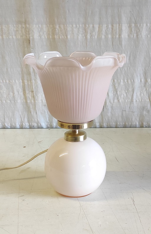 Table lamp in pink opaline glass - mid-20th century
