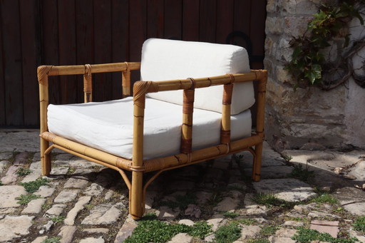 Poltrona in rattan di Dal Vera, Italia 1970