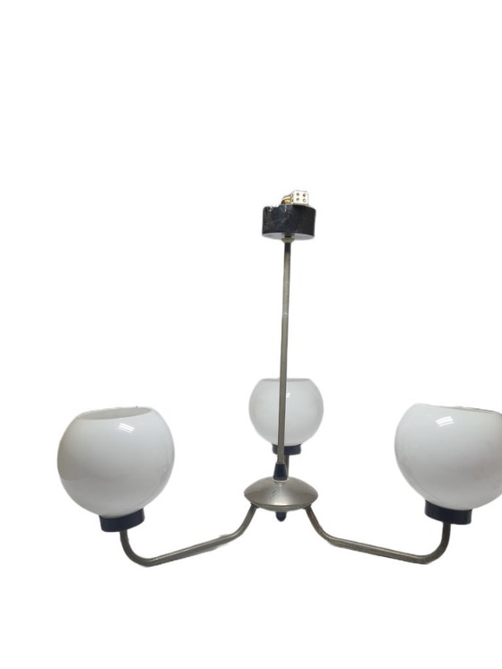 Art Deco Style Chandelier, Poland, 1960s – Glass, Metal (photo 3 of 14)