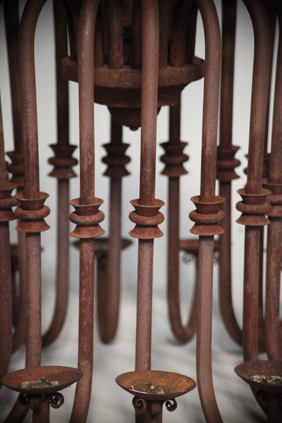Image 1 of Monumental Antique 16-Arm Candle Chandelier