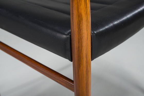 Image 1 of Mid Century Palisander Esszimmerstuhl mit Leine, 1950er Jahre, 4er Set