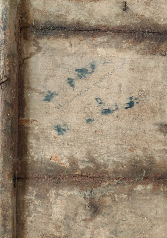 Image 1 of Table rituelle indienne ancienne de type Bajot bois et laiton – Rajasthan ou Gujarat – fin XIXe siècle