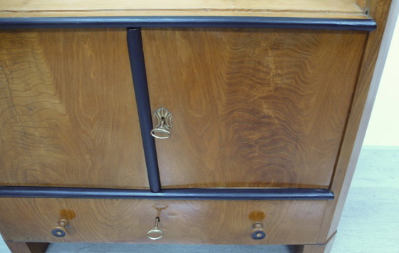 Image 1 of Biedermeier wastafel commode, waskast antiek rond 1850, essen en zwart