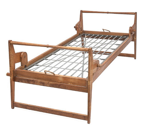 Antique folding daybed by Guillerme et Chambron