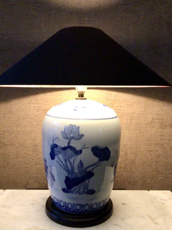 Image 1 of Large Vintage Chinese Lamp Made of Old Ginger Jar