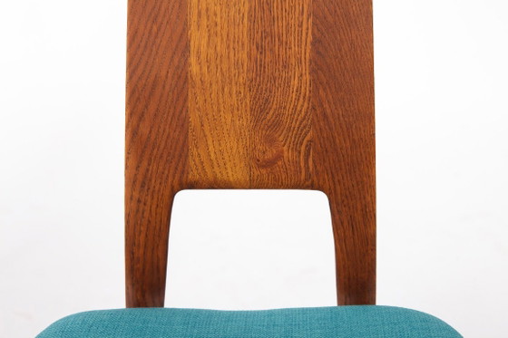 Coppia di sedie da pranzo Ernst Martin Dettinger per Veil | Rivestimento in rovere e turchese | Vintage (photo 6 of 9)