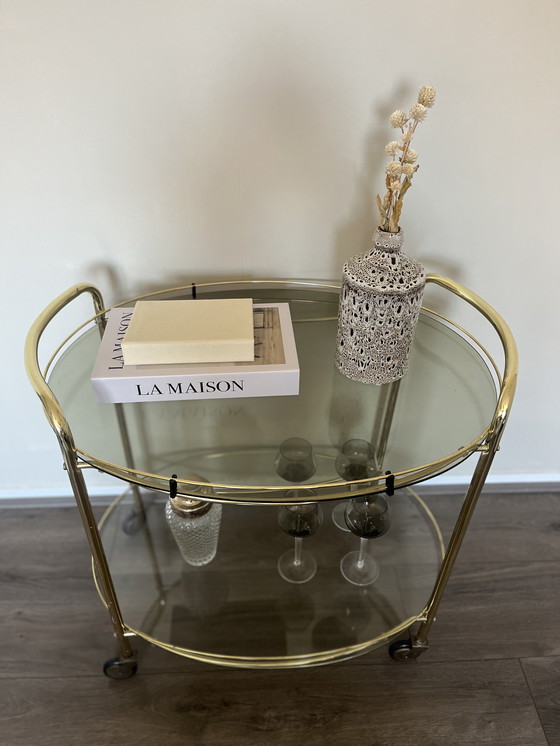 Image 1 of Vintage messing serveerwagen