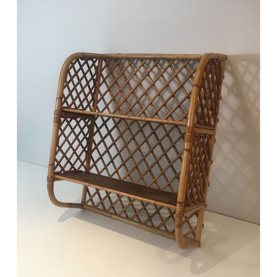 Image 1 of Vintage wall shelf in rattan, 1950