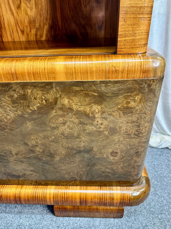 Antique Art Deco Style Display Cabinet Burr Walnut 1920s/30s, Wood, Brown (photo 7 of 15)