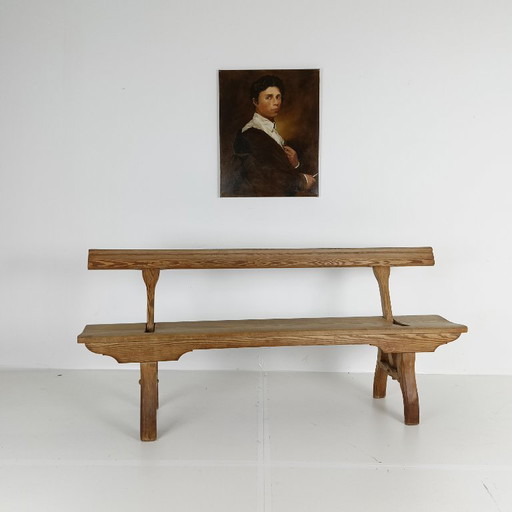 Victoriaanse korte antieke spoorwegbank van grenenhout – bankjes, Wood