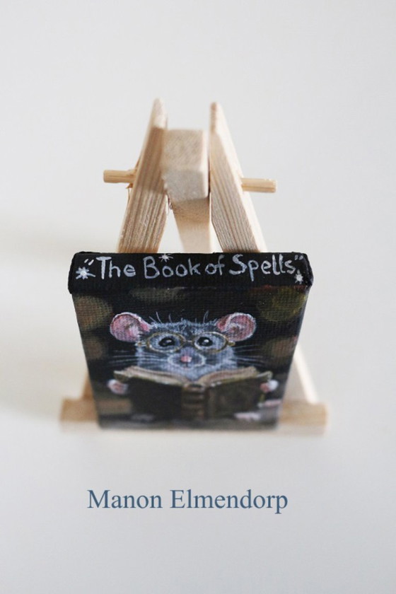 Image 1 of Hand-painted Painting Mouse "The Book of Spells"