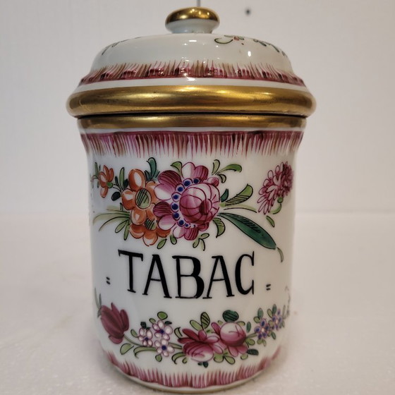 Image 1 of Bote para tabaco, porcelana pintada a mano, f. s. XIX - Francia