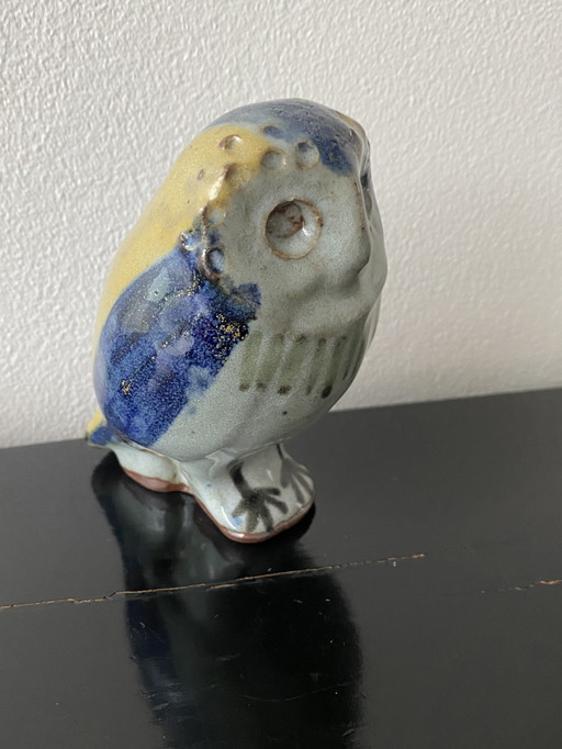 Vintage 60's Owl signed in Ceramic by Thierry and Chantal Robert