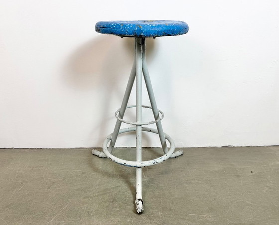 Image 1 of Grey Industrial Workshop Stool, 1960s