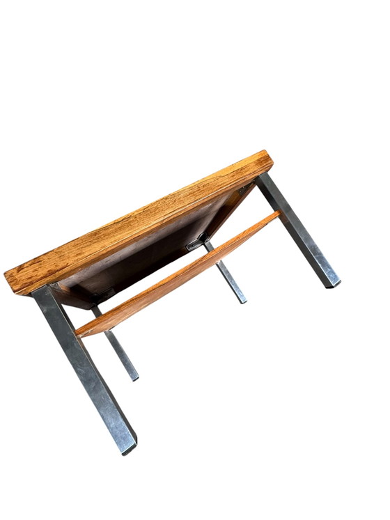 MCM Square Coffee Table – Wood, Chrome (photo 7 of 8)
