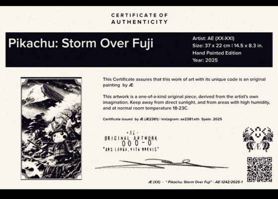 Image 1 of Kunstwerk Pikachu (Pokémon) Sturm über Fuji