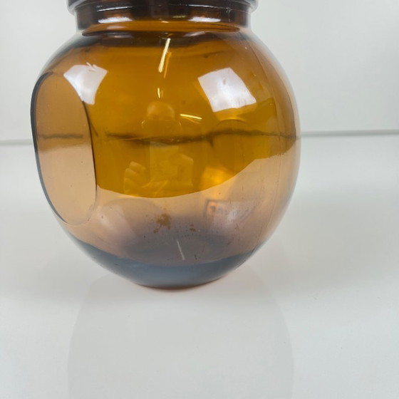 Image 1 of Vorratsglas aus geräuchertem braunem Glas, Lever, Belgien