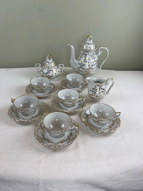 Servizio da caffè antico in porcellana fine dorata – per 6 persone – Vintage – Stoviglie, Porcelain, Gold (photo 3 of 16)