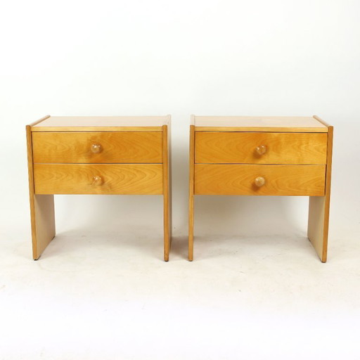 Ensemble de 2 tables de chevet carrées de Np Zavody, Tchécoslovaquie, années 1980