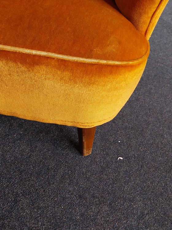 Image 1 of 1 x Fauteuil en velours orange des années 1960 par Theo Ruth artifort.