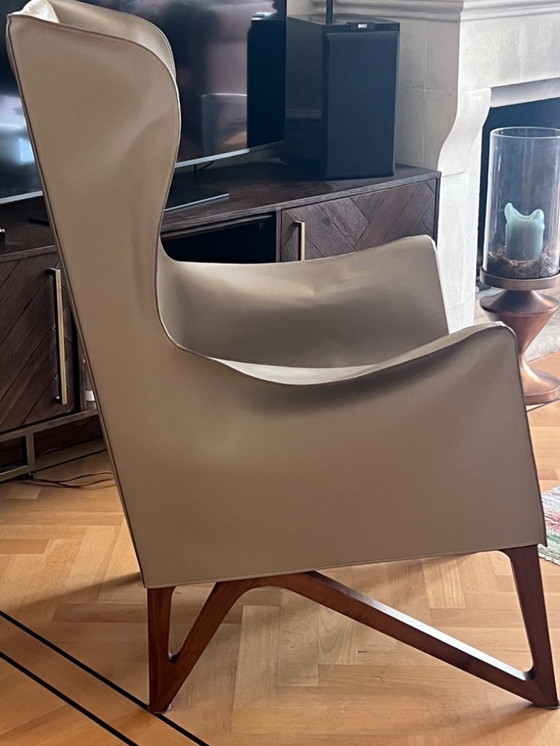 Image 1 of 2x Giorgetti leren leunstoelen