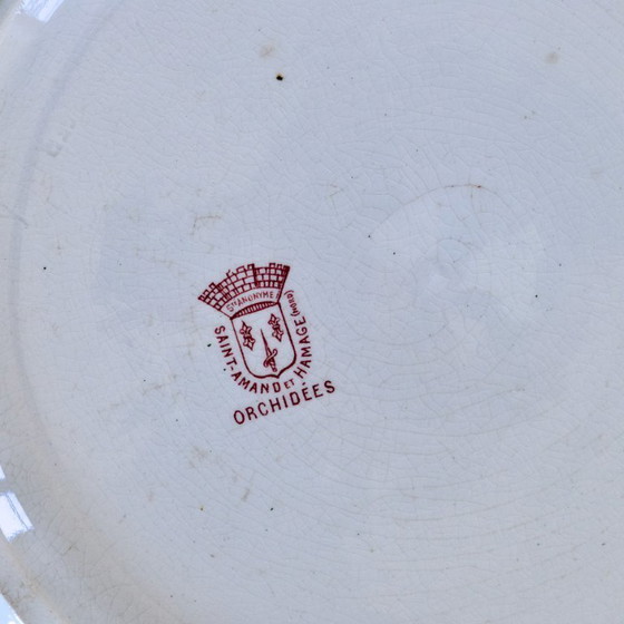 Image 1 of Sehr große Vogelschale aus dem 19. Jahrhundert, signiert St. Amand, Orchideensammlung