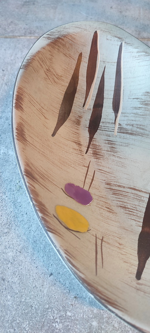 Westdeutscher Keramikteller im Stil der Mid-Century Modern (MCM), Freiform, 1950er/60er Jahre