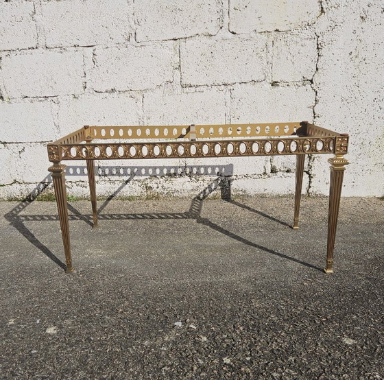 Image 1 of Tavolino da caffè vintage francese in marmo e ottone - Tavolo da cocktail - Tavolo da salotto - Stile Regency - Anni '70